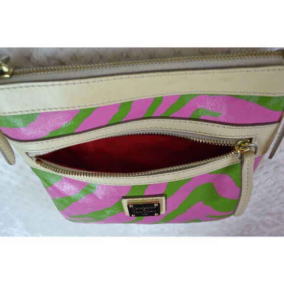 Dooney & Bourke Pink Green Zebra Leather Suki Crossbody Bag Y2K - Picture 6 of 16